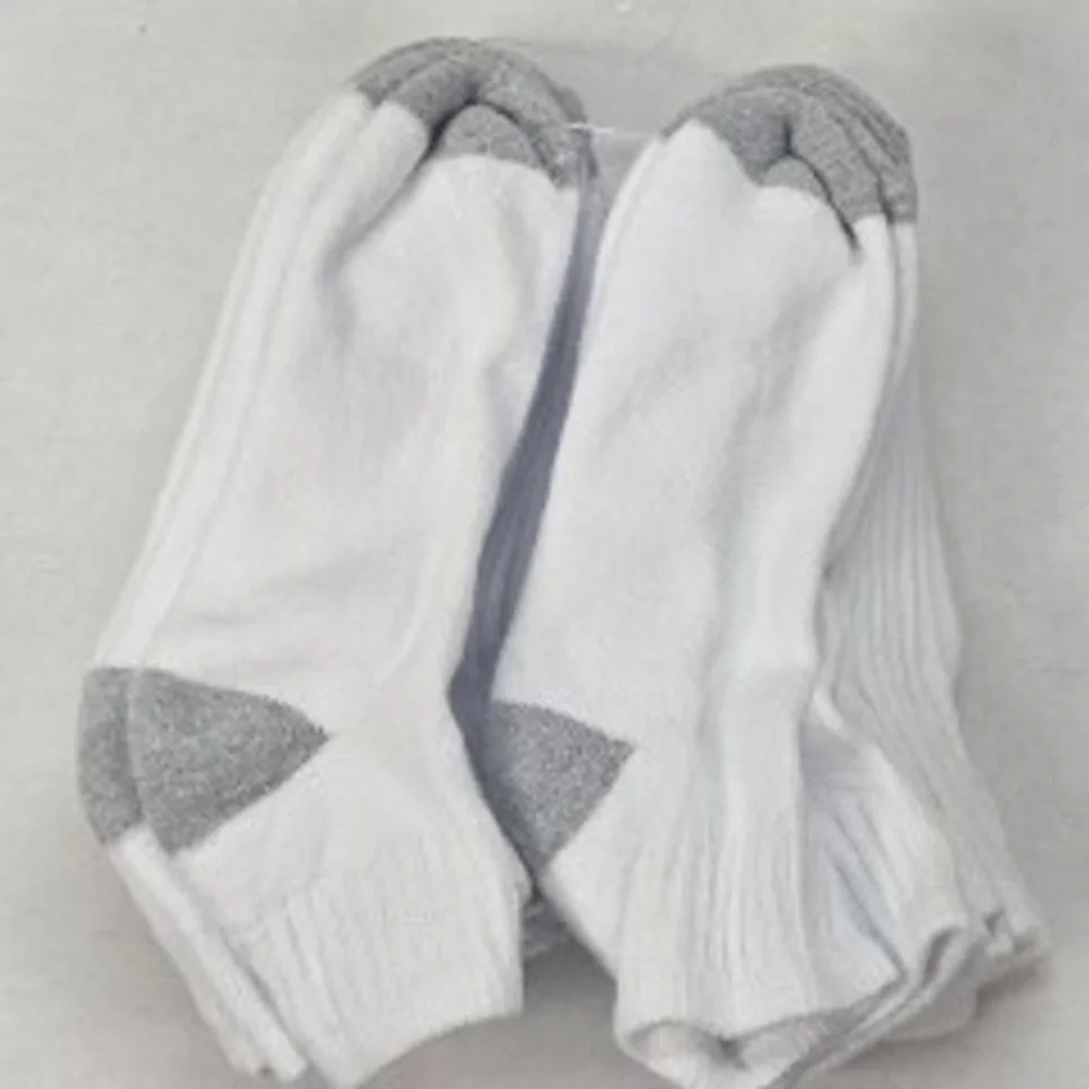 Kids White Ankle Socks with Grey Toe and Heel Pack of 10 Shoe‎ Size 4-9